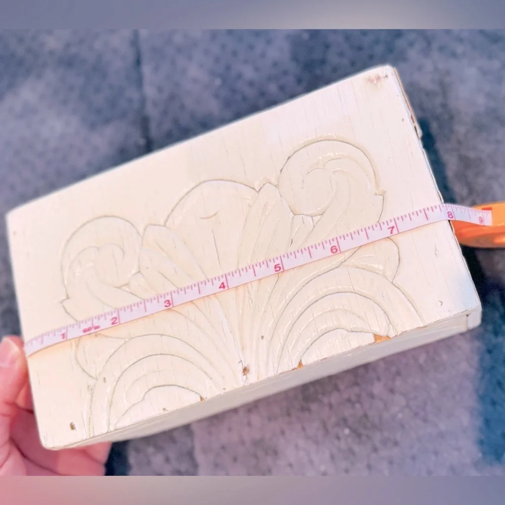 SHABBY CHIC Wooden Vintage Ivory Chippy Painted Desk Organizer Wood Box Mail Bin